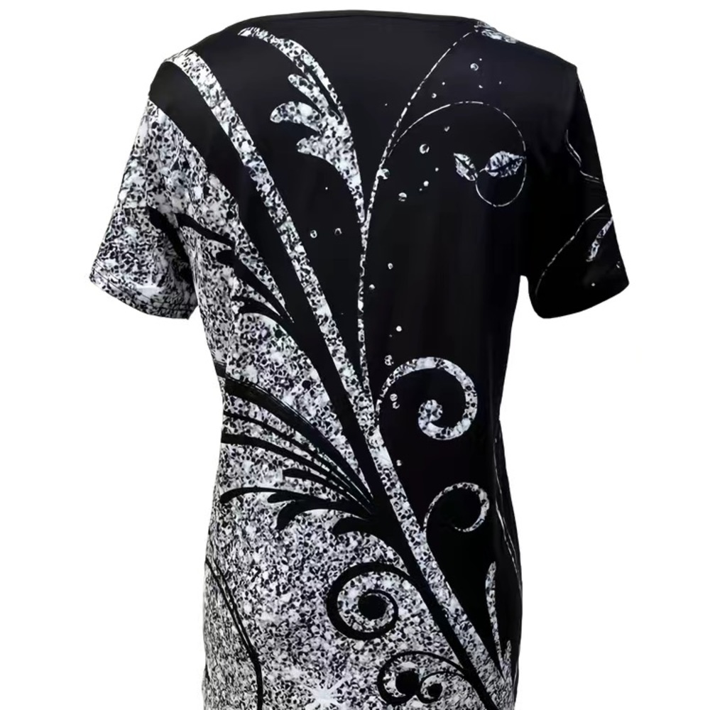 NEW Plus Size 1 XLarge /14  Asymmetrical Black White And  Silver/Gray Top - Picture 5 of 7